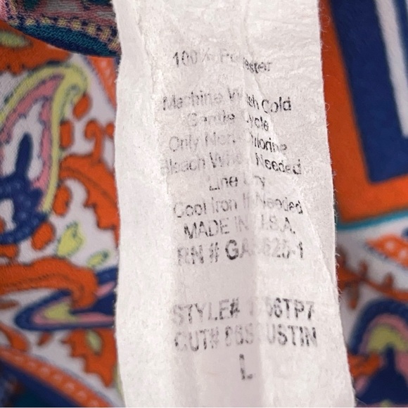 Large Renee C Colorful Boho Blouse Lightweight 3/4 Sleeve Vneck Boho Bohemian - Picture 12 of 12